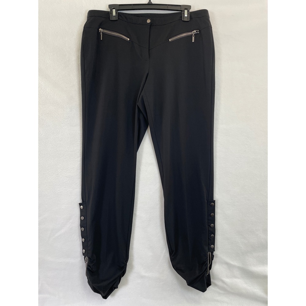 Bisou Bisou Black Women Pants Zippers Ankle Accents Career Casual Size 14 Black - Picture 10 of 10